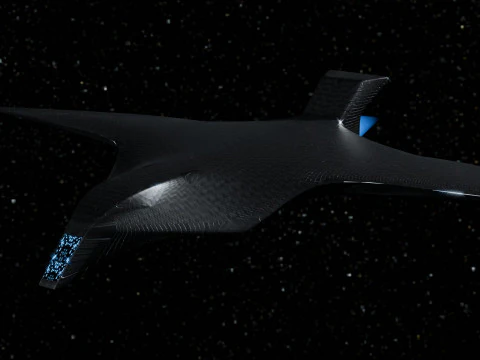 Space Ship in Space Scene 3D Model