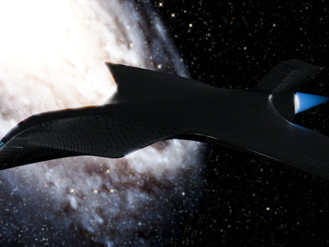 Space Ship in Space Scene 3D Model