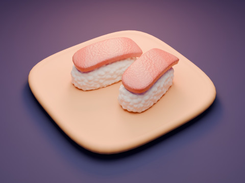 Stilize Ton Balığı Nigiri Suşi 3D Model