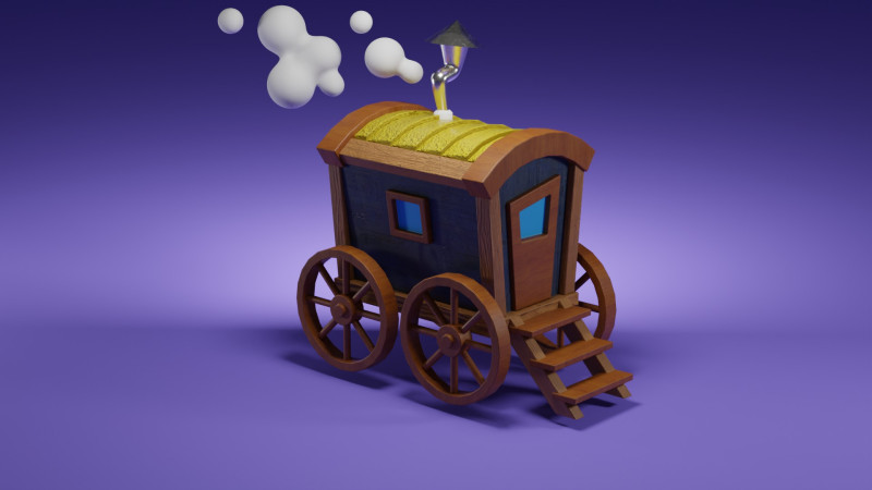 Stylized Magic Traveler Wagon 3D Model .c4d .max .obj .3ds .fbx .stl .blend 
