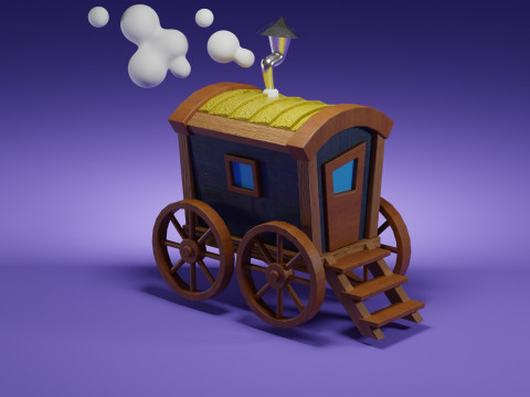 Stylized Magic Traveler Wagon 3D Model