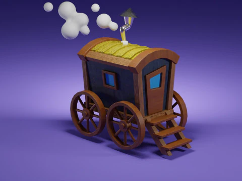 Stylized Magic Traveler Wagon 3D Model