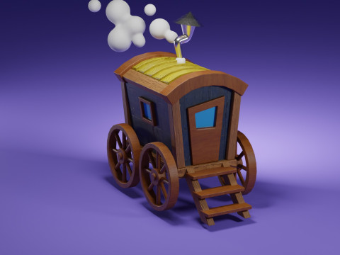 Stylized Magic Traveler Wagon 3D Model