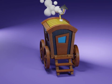 Stylized Magic Traveler Wagon 3D Model