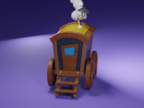Stylized Magic Traveler Wagon 3D Model