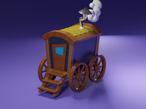 Stylized Magic Traveler Wagon 3D Model