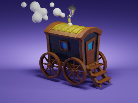 Stylized Magic Traveler Wagon 3D Model