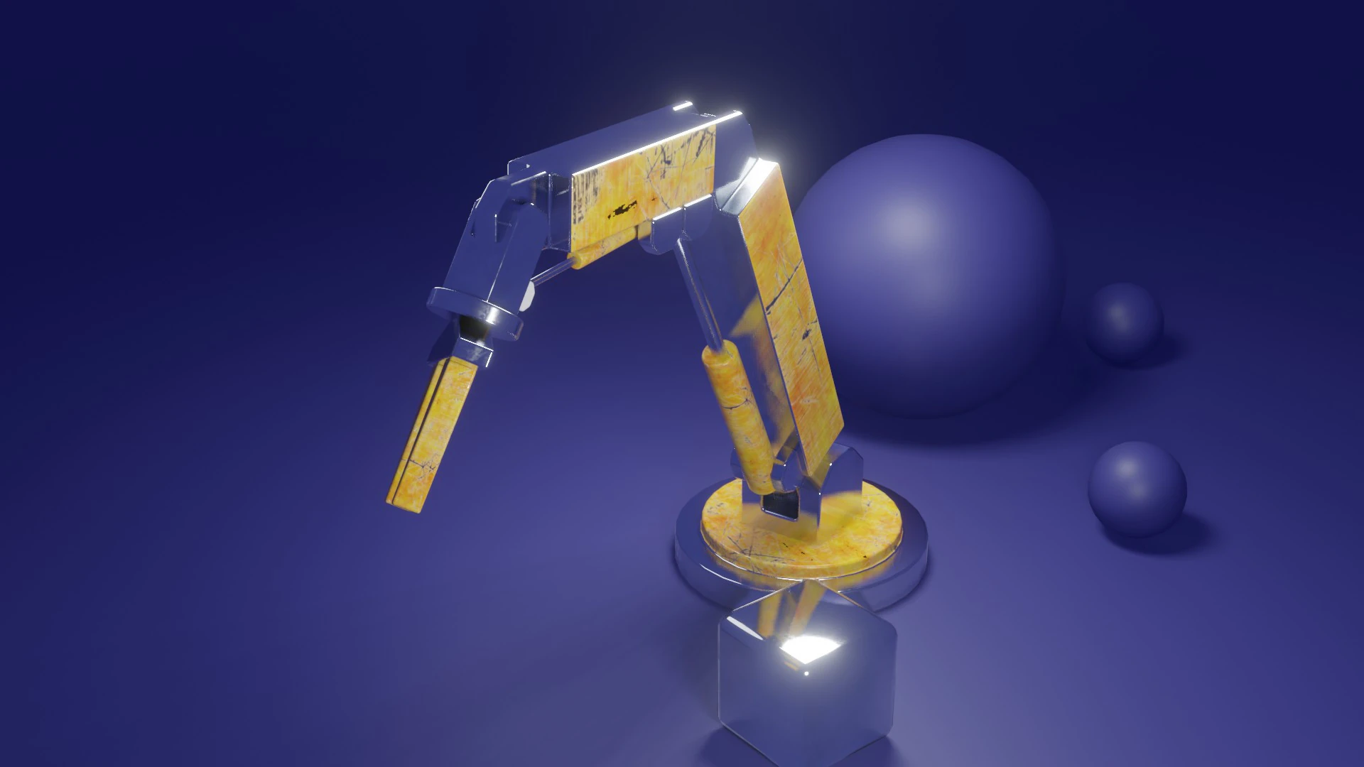 Stylized Industrial Robotic Arm 3D Model .c4d .max .obj .3ds .fbx .stl .blend