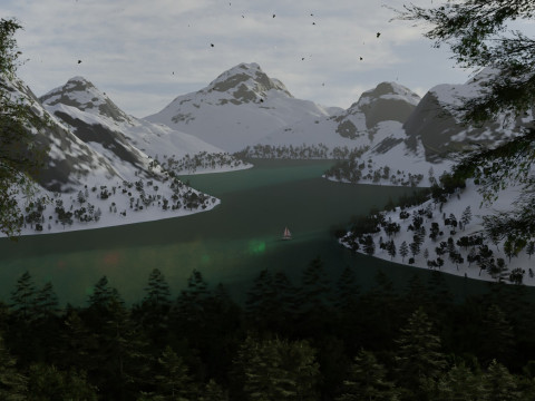 Alpine Lake Cinematic Environment 3D Model