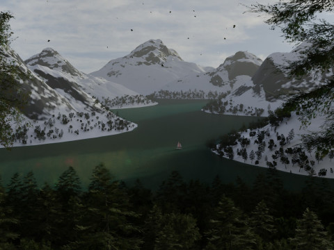 Alpine Lake Cinematic Environment 3D Model