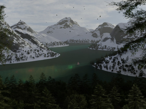 Alpine Lake Cinematic Environment 3D Model