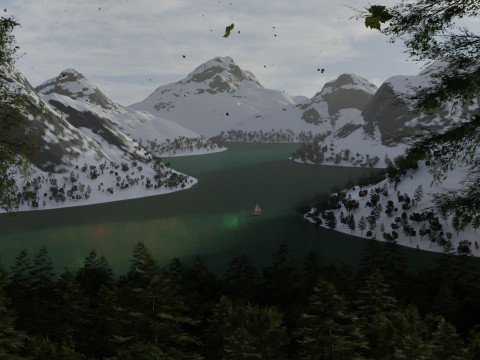 Alpine Lake Cinematic Environment 3D Model