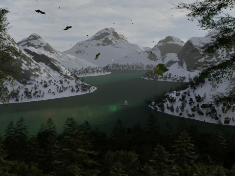 Alpine Lake Cinematic Environment 3D Model