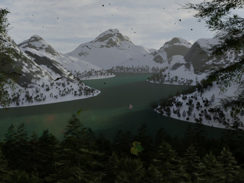 Alpine Lake Cinematic Environment 3D Model