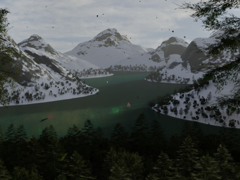 Alpine Lake Cinematic Environment 3D Model