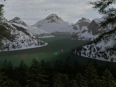 Ambiente cinematografico del lago alpino Modello 3D