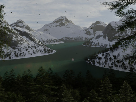 Alpine Lake Cinematic Environment 3D Model