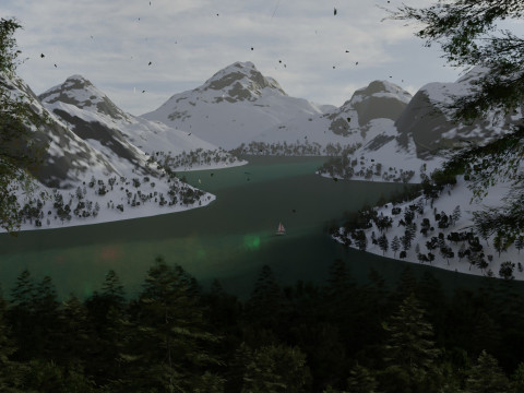 Alpine Lake Cinematic Environment 3D Model