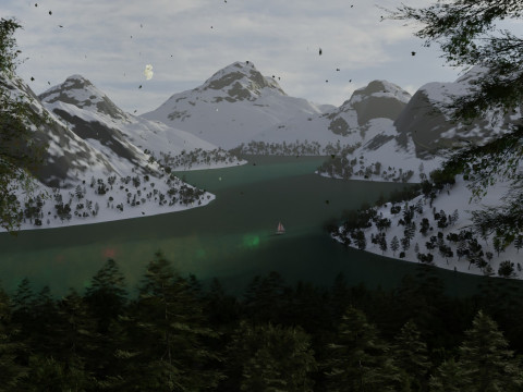 Alpine Lake Cinematic Environment 3D Model