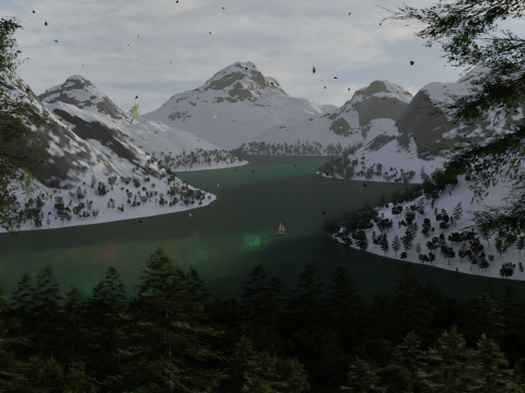 Alpine Lake Cinematic Environment 3D Model
