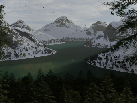 Alpine Lake Cinematic Environment 3D Model