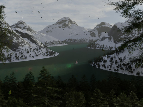 Alpine Lake Cinematic Environment 3D Model