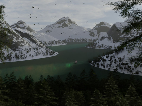Alpine Lake Cinematic Environment 3D Model