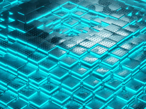 Tuiles m&eacute;talliques industrielles anim&eacute;es de science-fiction - Boucle harmonieuse Modèle 3D