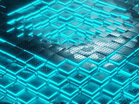 Animated Sci-Fi Industrial Metallic Tiles - Seamless Loop 3D Model