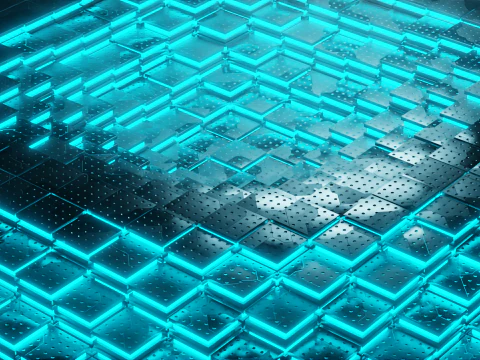 Animated Sci-Fi Industrial Metallic Tiles - Seamless Loop 3D Model