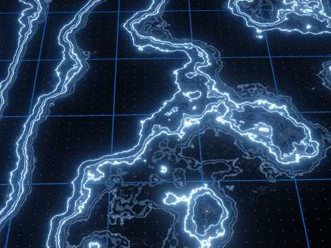 Peta Jaringan Topografi Holografik Sci-Fi Model 3D