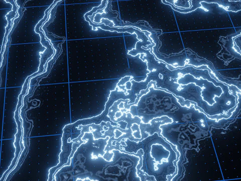 Sci-Fi Holographic Topographic Grid Map 3D Model