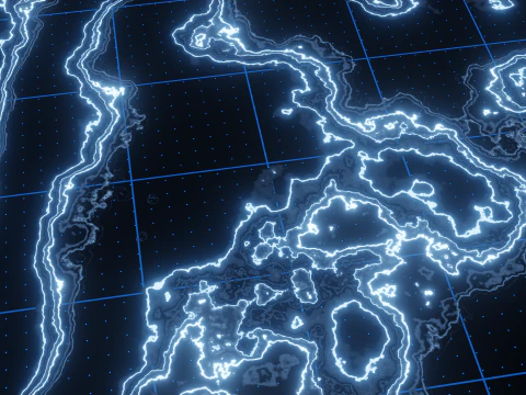 Sci-Fi Holographic Topographic Grid Map 3D Model