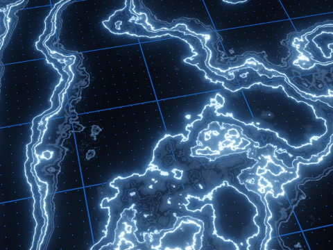 Sci-Fi Holographic Topographic Grid Map 3D Model