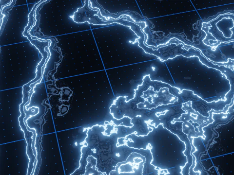 Sci-Fi Holographic Topographic Grid Map 3D Model