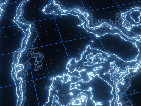 Sci-Fi Holographic Topographic Grid Map 3D Model