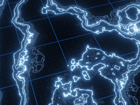 Sci-Fi Holographic Topographic Grid Map 3D Model