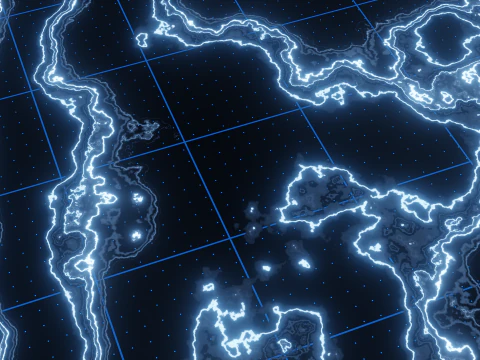 Sci-Fi Holographic Topographic Grid Map 3D Model