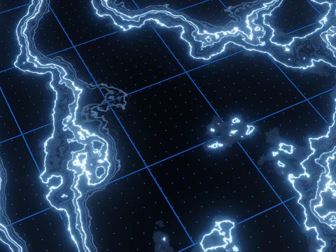 Sci-Fi Holographic Topographic Grid Map 3D Model
