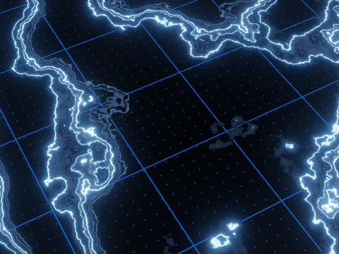 Sci-Fi Holographic Topographic Grid Map 3D Model