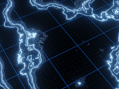 Sci-Fi Holographic Topographic Grid Map 3D Model