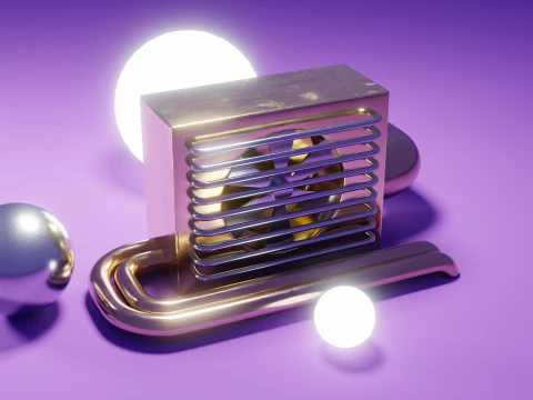 Abstract Industrial Cooling Unit 3D Model