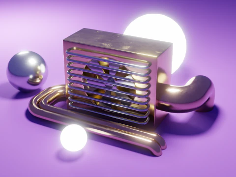 Abstract Industrial Cooling Unit 3D Model
