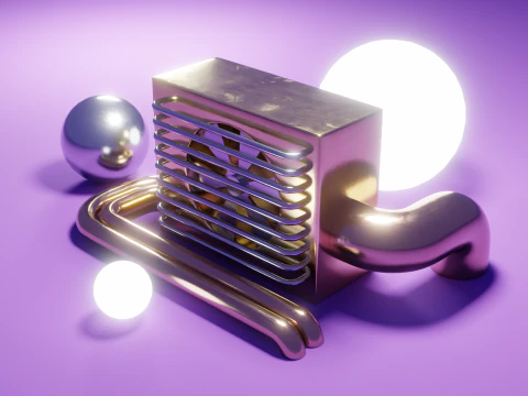 Abstract Industrial Cooling Unit 3D Model