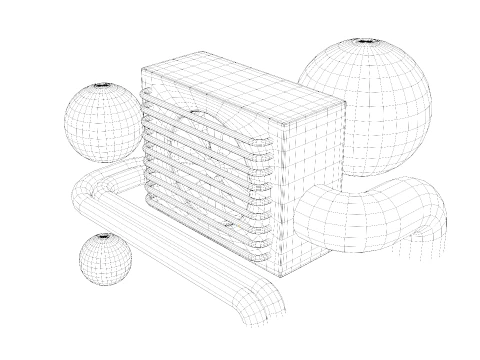 Abstract Industrial Cooling Unit 3D Model