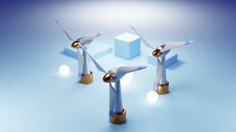 Premium Stylized Wind Turbine Set 3D Model .c4d .max .obj .3ds .fbx .stl .blend 