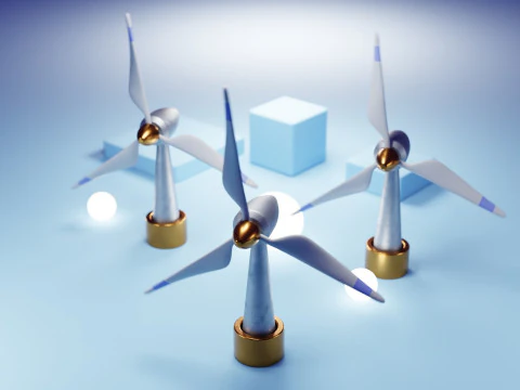 Premium Stylized Wind Turbine Set 3D Model