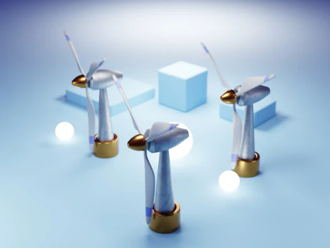 Premium Stylized Wind Turbine Set 3D Model