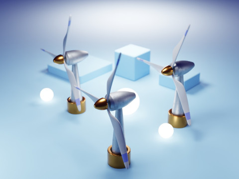 Premium Stylized Wind Turbine Set 3D Model