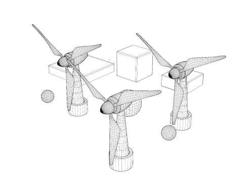 Premium Stylized Wind Turbine Set 3D Model